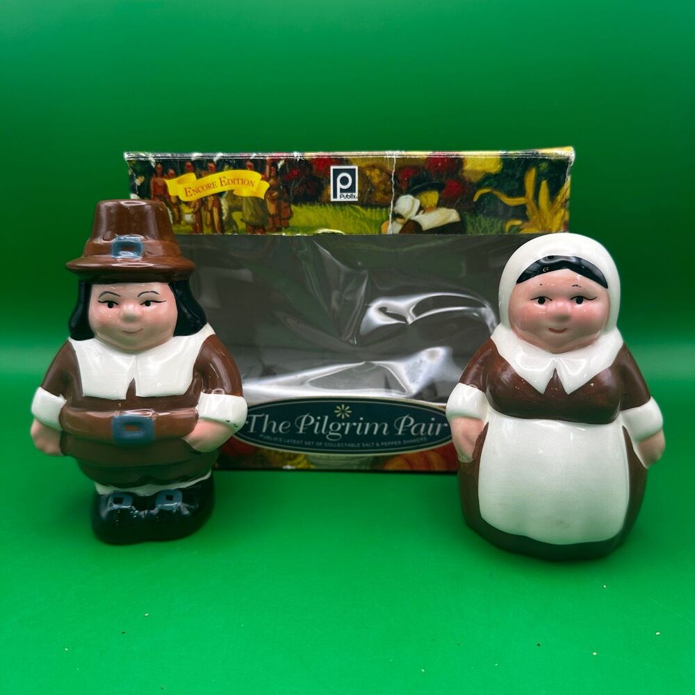 Vintage Publix The Pilgrim Pair Salt & Pepper Shakers Encore Edition
Boxed
